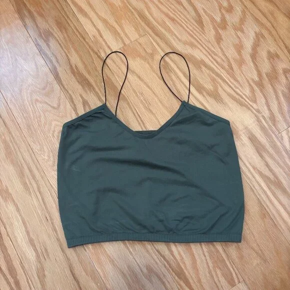 Free People Intimately Skinny Strap Brami Crop Top Brown Green Womens M/L - Picture 3 of 7